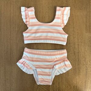 Striped Ruffle Bikini Set